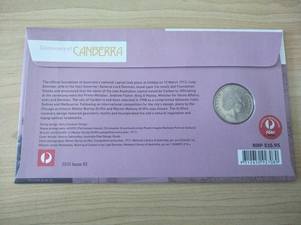 2013 Australian 20c Centenary Of Canberra PNC 1st Day Issue