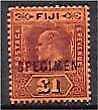 Fiji 1902 £1 purple and black/red KEVII  overprinted SPECIMEN Mint SG 124s