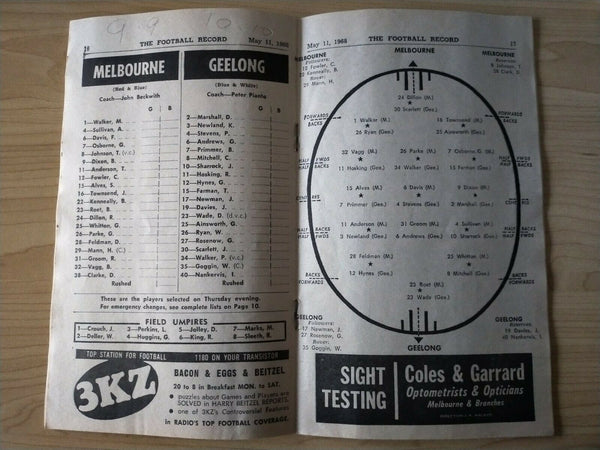 VFL 1968 May 11 Football Record Melbourne v Geelong