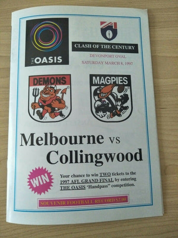 1997 AFL Clash Of The Century Melbourne v Collingwood Football Record
