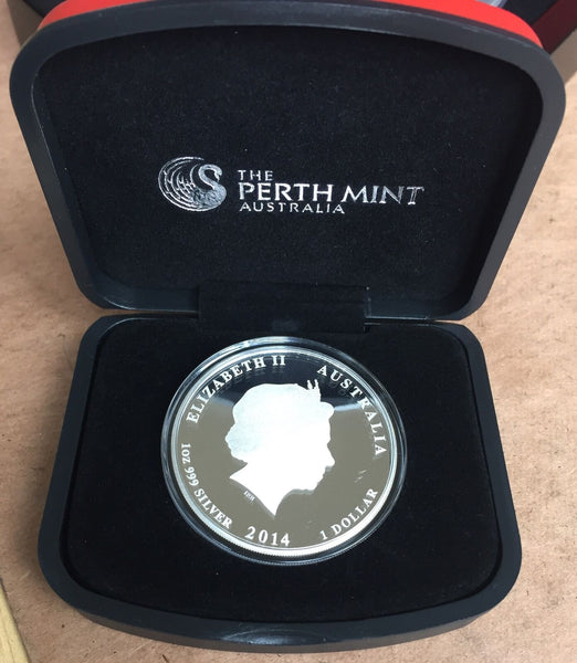 2014 $1 Year Of The Horse Coloured One Ounce Silver Proof Coin
