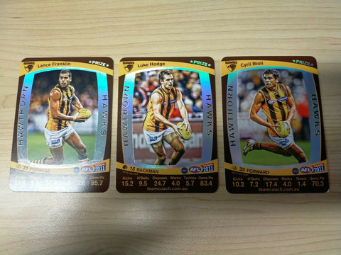 2011 Teamcoach Prize Cards Team Set ERROR CARDS NOT EMBOSSED Hawthorn