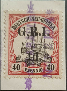 4d GRI on 40pf German New Guinea SG 9 used on piece