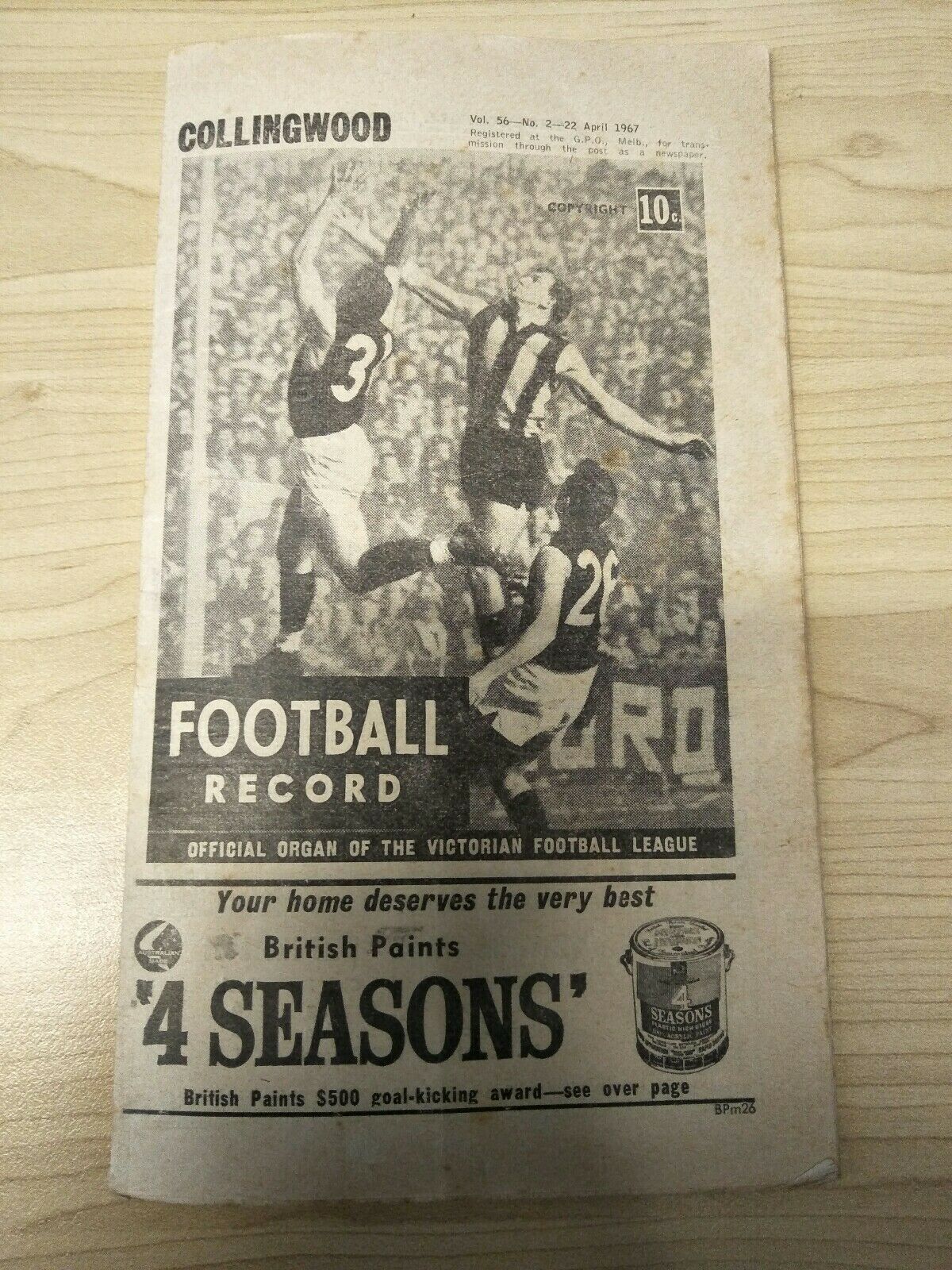 VFL 1967 April 22 Football Record Collingwood v North Melbourne