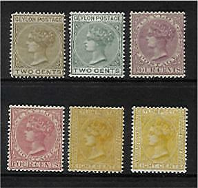 Ceylon Sri Lanka, 2c to 8c Queen Victoria including shades SG 146/50 MLH