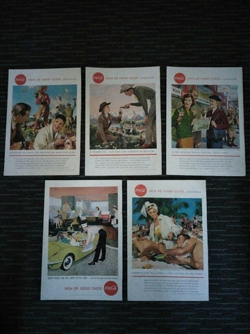 Coca-Cola Five different 1958 original Advertisements