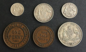 Australia 1927 Pre Decimal 6 Coin Set