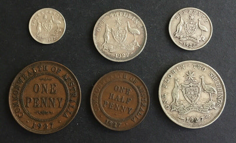 Australia 1927 Pre Decimal 6 Coin Set