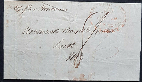 NSW Pre stamp ship letter Sydney  30 Au1843 to Leith, Scotland. Jan 8 1843