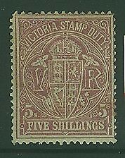 Victoria Australian States SG 260 5s claret/yellow arms animals postal fiscal M