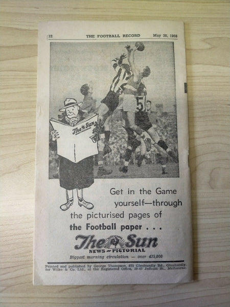 VFL 1955 May 28 Football Record Fitzroy v Collingwood
