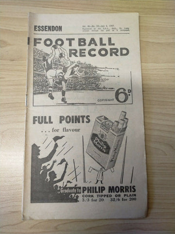 VFL 1957 July 6 Football Record Essendon v Collingwood