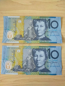 Australian $10 R320bL MacFarlane Henry Last Prefix Uncirculated Pair Banknotes