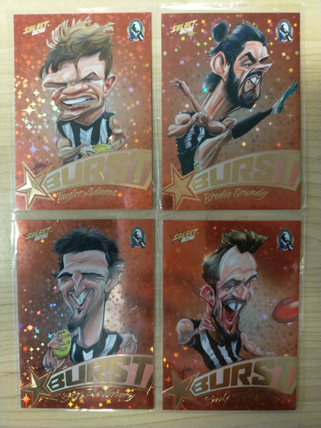 2016 Select Orange Star Burst Collingwood Team Set Of 4 Cards