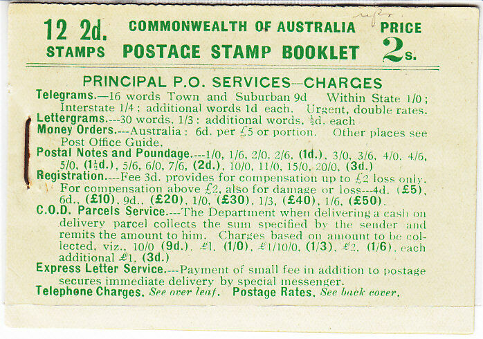 Australia KGV SG SB25aab BW B43 2/- Green on pale green cover with parcel rate