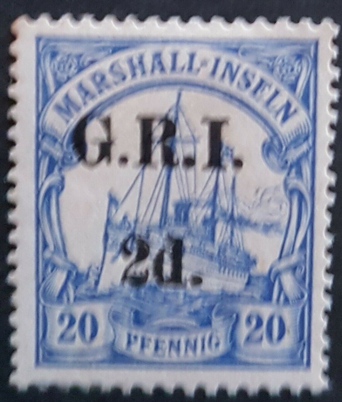 2d GRI on 20pf Marshall Islands German Colonies New Guinea SG 53, M