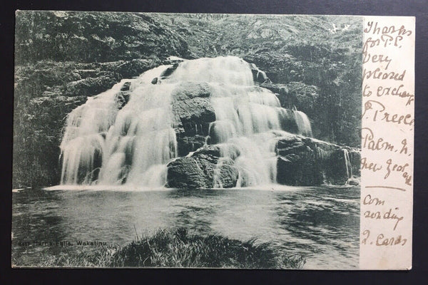 China- Shanghai Inwards 1905 Waterfall PPC New Zealand/HK/BPO Shanghai Markings