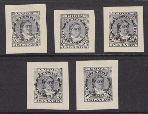 Cook Islands Pacific Islands New Zealand 1893 Set of 5 Proofs of Queen Makea