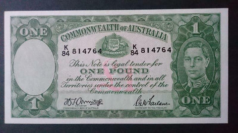 Australia R30b One Pound KGV1 Pre Decimal Banknote Armitage/McFarlane Unc