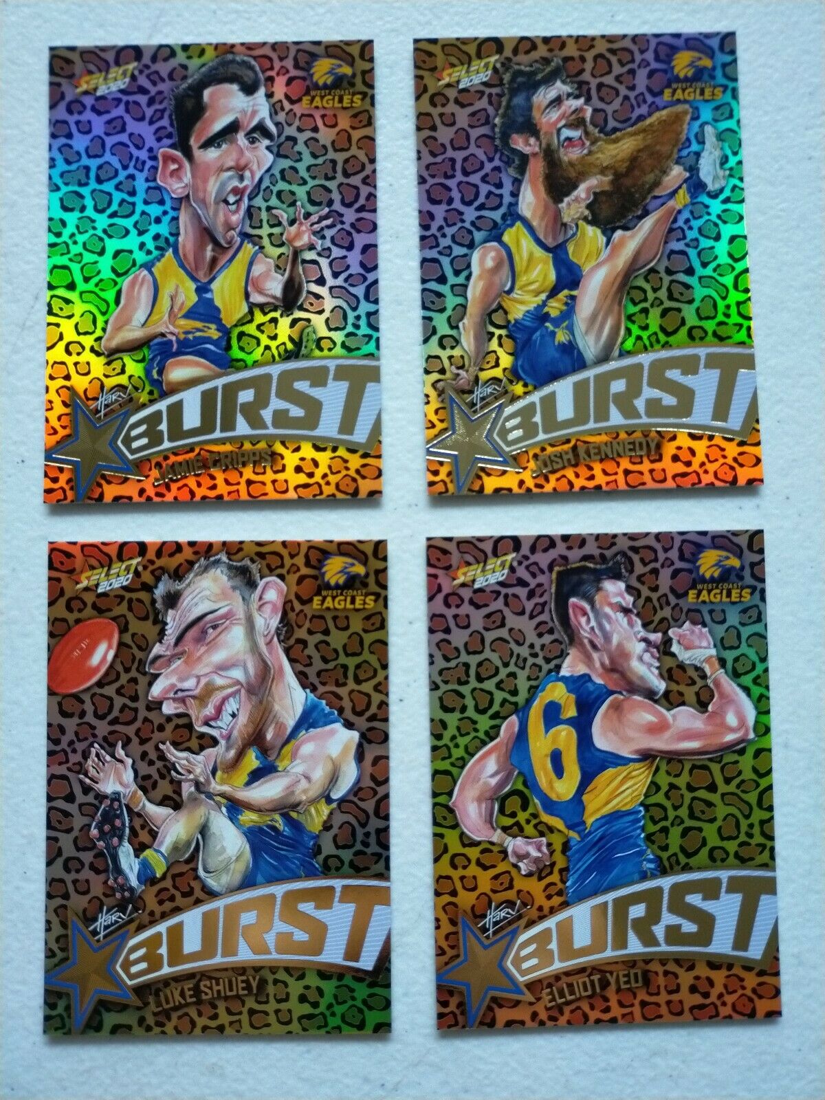 2020 Select Footy Stars Leopard Star Bursts West Coast Team Set