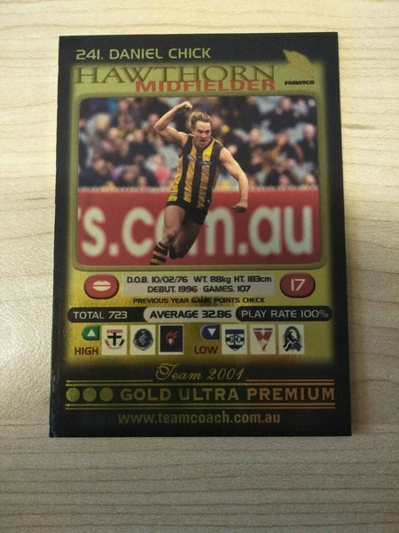 2001 Teamcoach Gold Ultra Premium Card Daniel Chick Hawthorn