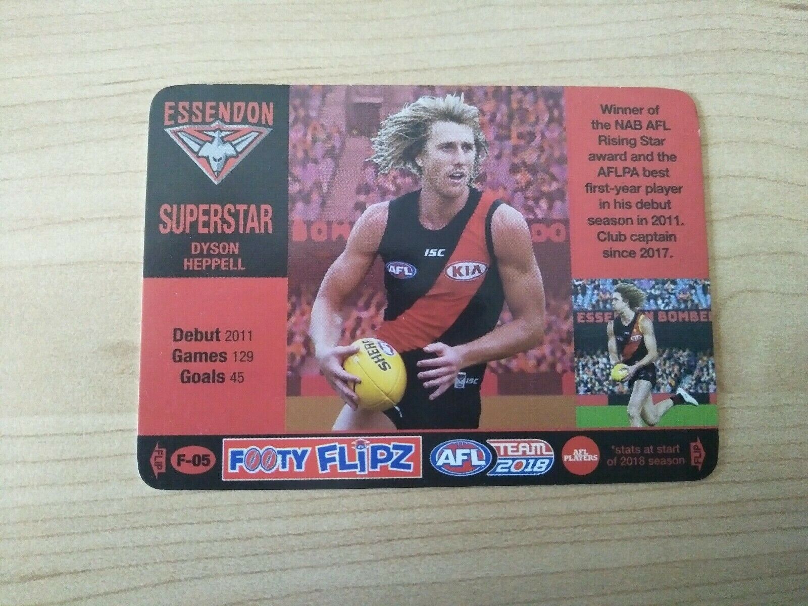 2018 AFL Teamcoach Footy Flipz Card Essendon Dyson Heppell/Simon Madden