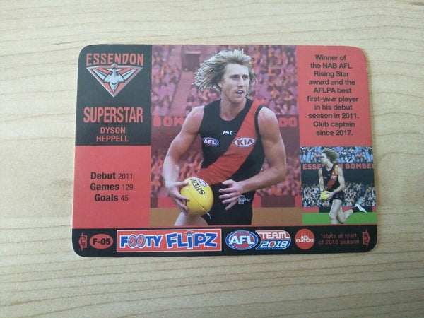 2018 AFL Teamcoach Footy Flipz Card Essendon Dyson Heppell/Simon Madden