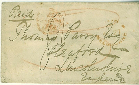 Victoria Australian States 1853 Cover, Melbourne - Sleaford, England postal hist