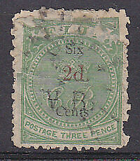 Fiji Pacific Islands SG 17 6c on 3d green repaired faults Used