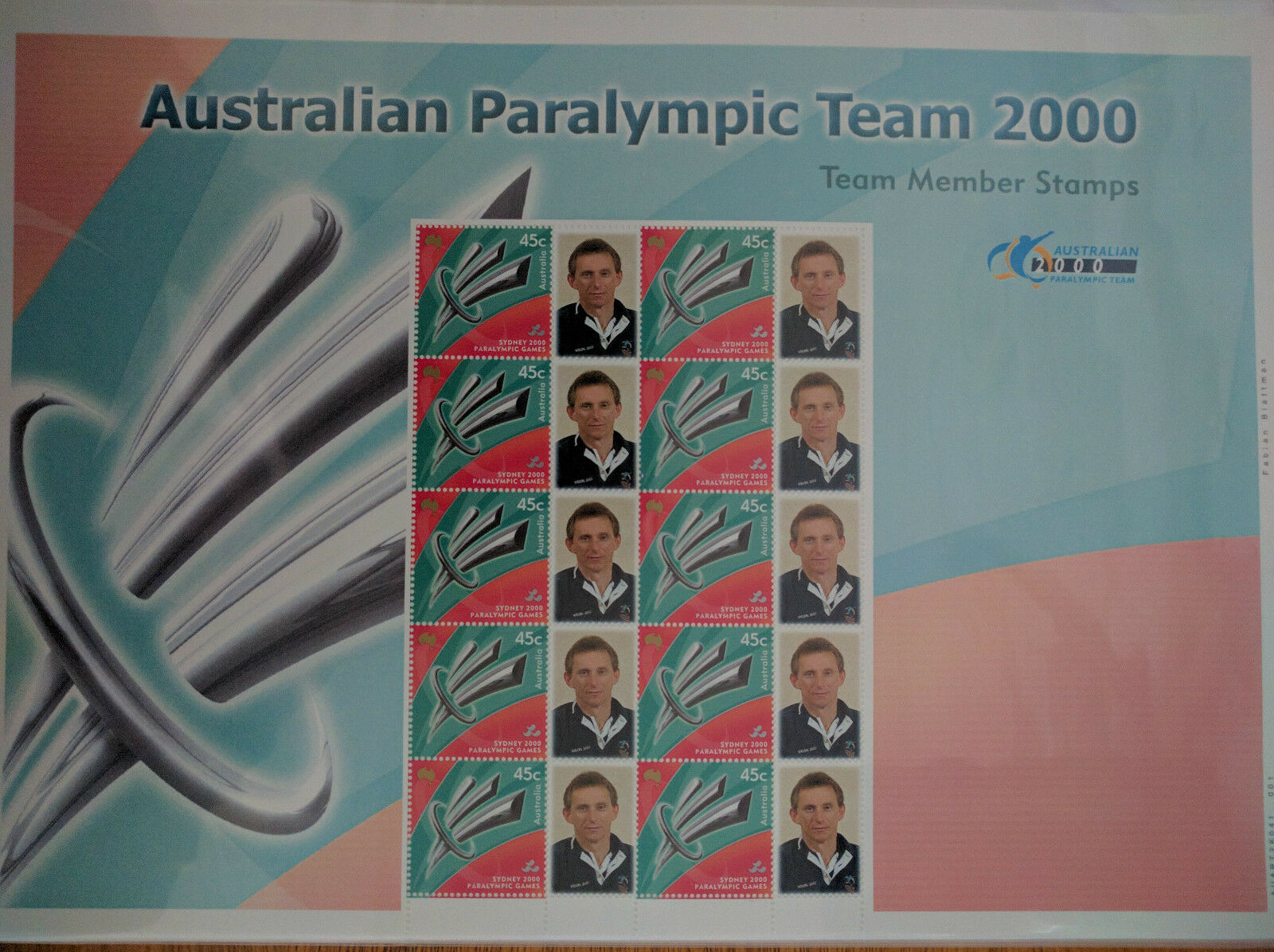 Australia Post 2000 Paralympic Team Member Stamps Fabian Blattman