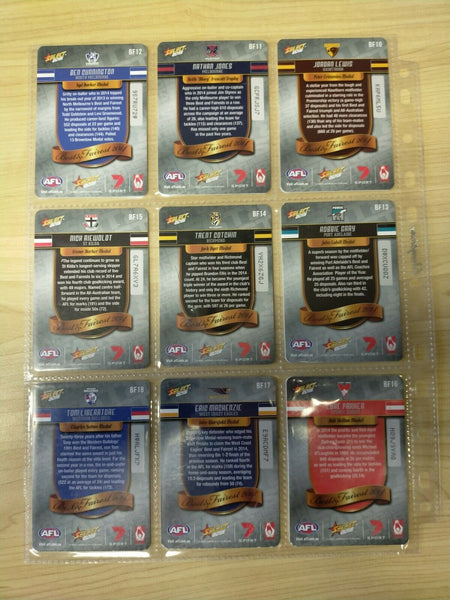2015 Select Best And Fairest Complete Set Of 18 Cards