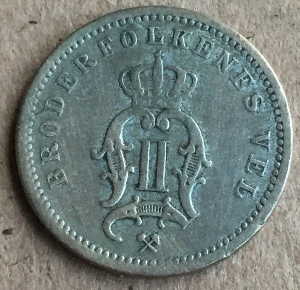 Norway 1876 Ten Ore Coin. Very Fine Condition