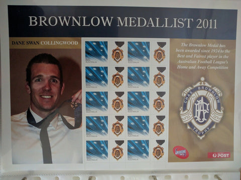 Australia SES Souvenir Sheet Football Brownlow Medal 2011 Dane Swan Collingwood