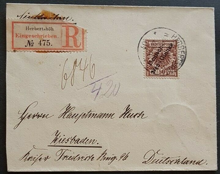 German New Guinea Colonies Germany 1901 cover Herbertshohe - Wiesbaden