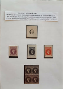 SA, Australian States, 1855 developing design of first stamps. 8 proofs SG 1-3