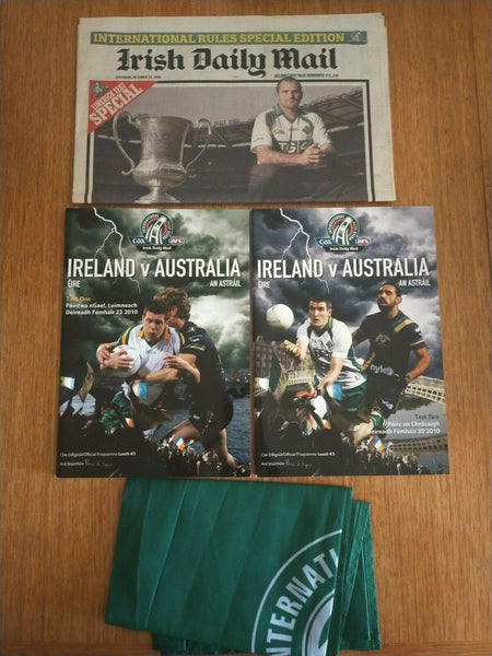 2010 International Rules Ireland v Australia Test 1+2 Records, Newspaper, Flag