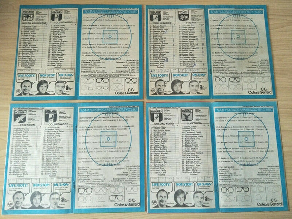 Lot Of 1982 VFL Football Records Collingwood Games x 21