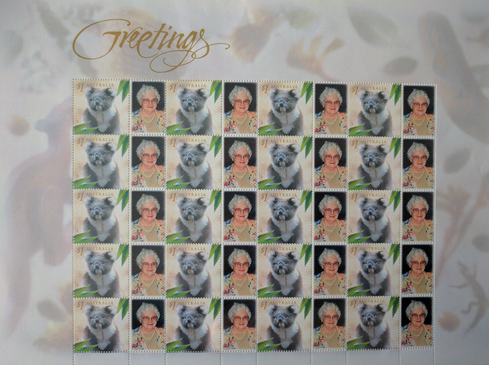 Australia Post - Greetings Koala $1.00 Personalised Stamp Sheet