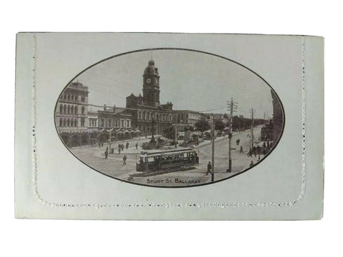 Australia Letter card 1d KGV Sturt Street Ballarat ACSC  LC 17-127a trams clocks