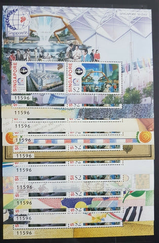 Singapore set of 10 mini sheets with matching numbers issued each day of Singpex