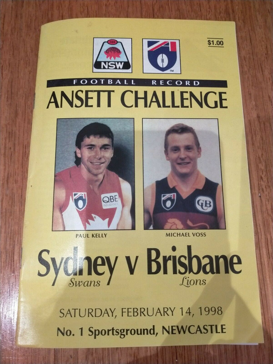 1998 Feb 14 Ansett Challenge Sydney v Brisbane Football Record ...