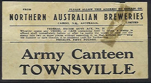 Australia 1942 Federal revenue Excise Duty Act Slip for Army Canteen Townsville