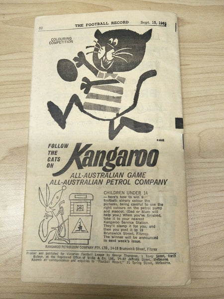 VFL 1962 September 15 Football Record Final Carlton v Geelong