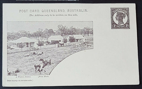 Queensland Post Card, 1d A Western Station HG 10a mint