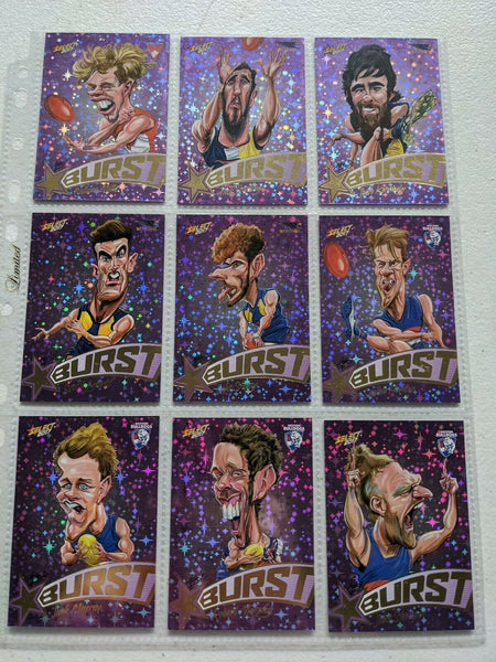 2017 AFL Select Footy Stars Purple Burst Complete Set of 72