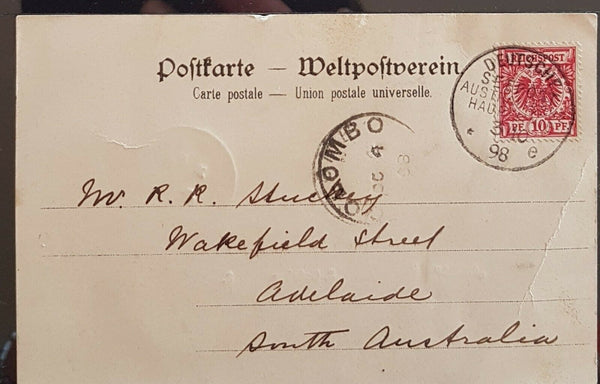 SA, Germany, German Seepost Australische Hauptlinie cancel 1889 to Adelaide