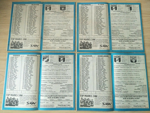 Lot Of 1984 VFL Football Records Collingwood Games x 22