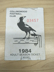 VFL 1984 Collingwood Football Club Season Ticket No. 03457