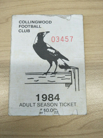 VFL 1984 Collingwood Football Club Season Ticket No. 03457