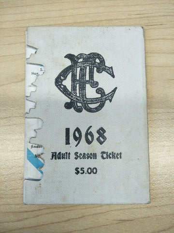 VFL 1968 Collingwood Football Club Season Ticket No. 4532